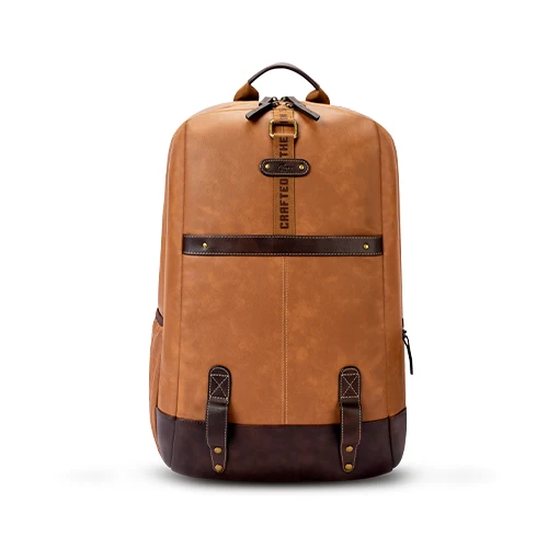 Gear Classic 4 19/31L Anti Theft Faux Leather Medium Water Resistant Laptop Backpack/Casual Backpack/Daypack/Travel Backpack/College Bag For Men/Women(Tan-Brown)