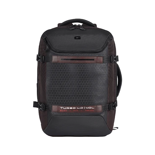 Gear Turbo 4 19/40L Anti Theft Large Water Resistant Laptop Backpack with Raincover/Casual Backpack/Daypack/Travel Backpack/College Bag For Men/Women(Brown-Black)