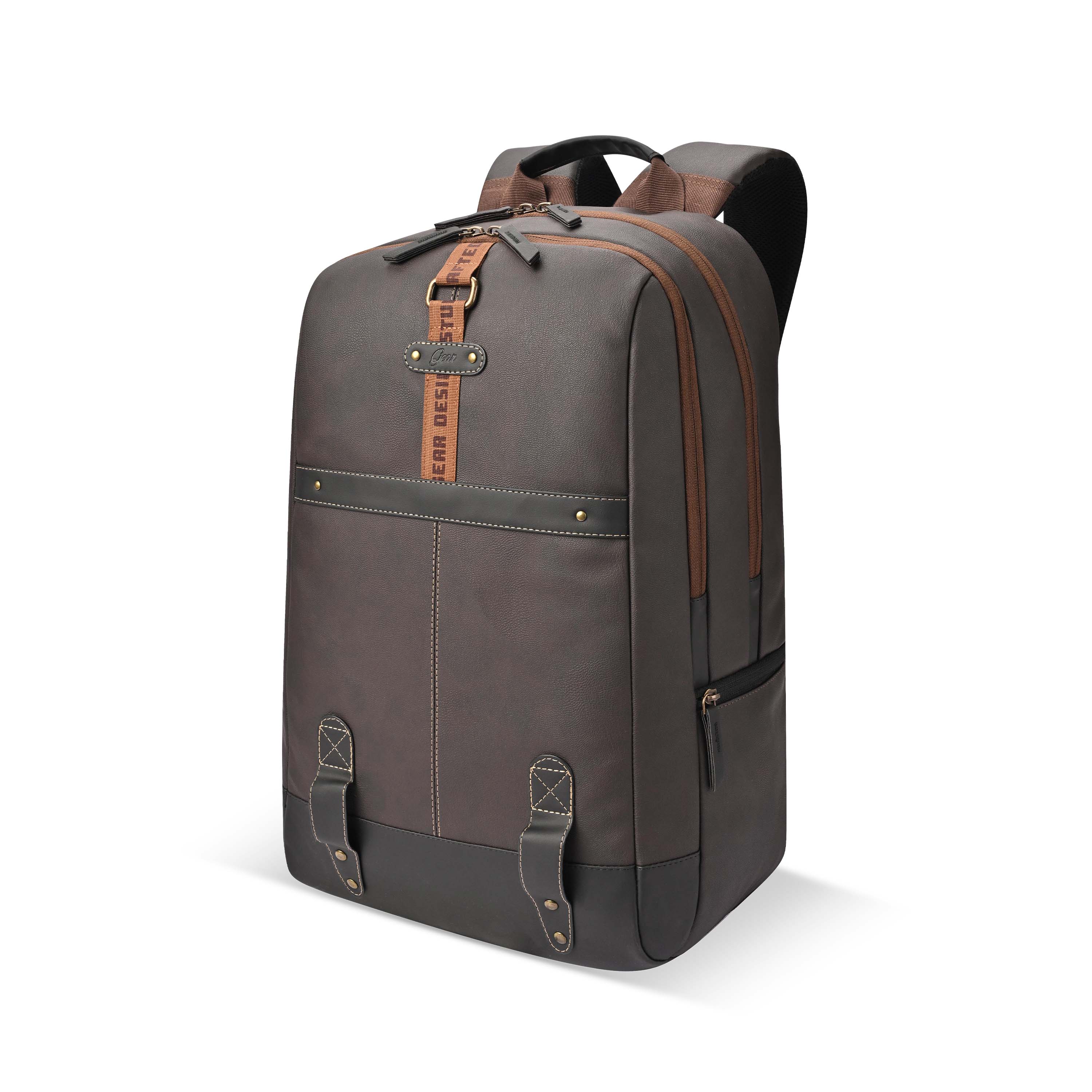Gear Classic 4 19/31L anti theft faux leather Medium Water Resistant Laptop Backpack/Casual Backpack/Daypack/Travel Backpack/College Bag For Men/Women(Brown - Black)