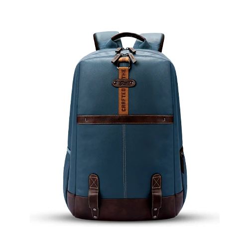 Gear Classic 4 19/31L Anti Theft Faux Leather Medium Water Resistant Laptop Backpack/Casual Backpack/Daypack/Travel Backpack/College Bag For Men/Women(Teal-Brown)