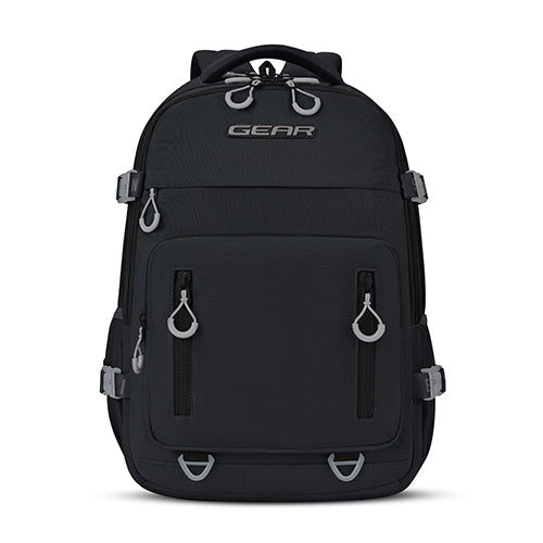 Gear Street Style 19/38L Large Water Resistant School Bag | Casual Backpack | Daypack | Travel Backpack | Kids Bag for Boys/Girls (Black - Black)