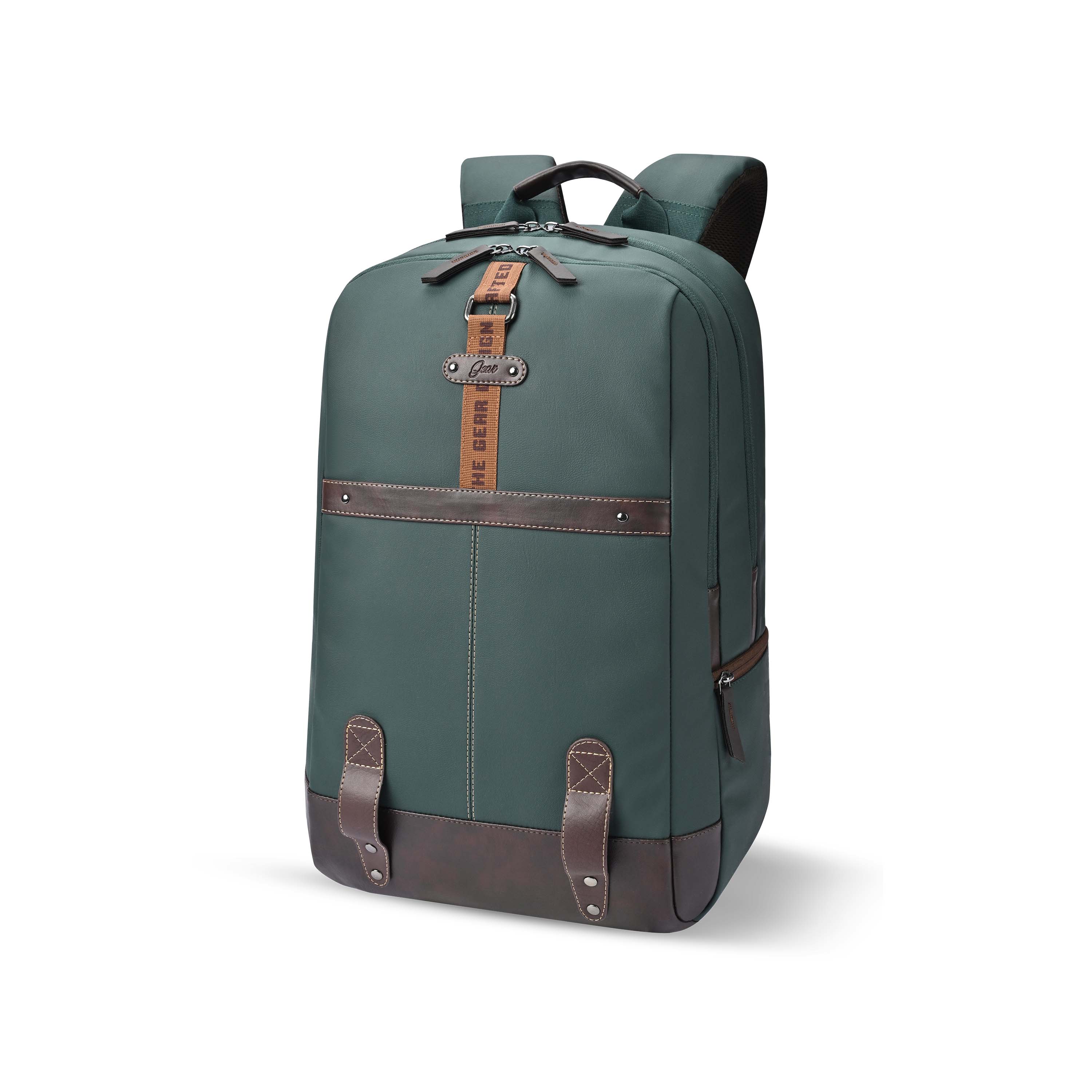 Gear Classic 4 19/31L anti theft faux leather Medium Water Resistant Laptop Backpack/Casual Backpack/Daypack/Travel Backpack/College Bag For Men/Women(Green - Brown)
