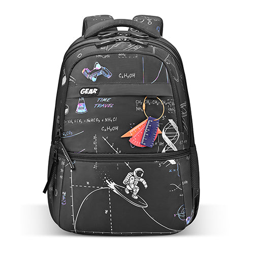 Gear Astro Calculus 17/30L Large Water Resistant School Bag | Casual Backpack | Daypack | Travel Backpack | Kids Bag for Boys/Girls (Black - Blue)