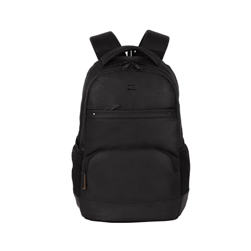 Gear Vintage 2 18/28L Large Anti Theft Faux Leather Water Resitant Laptop Backpack/Office Bag/ Casual Bag/Travel Backpack for Men/Women (Black - Black)