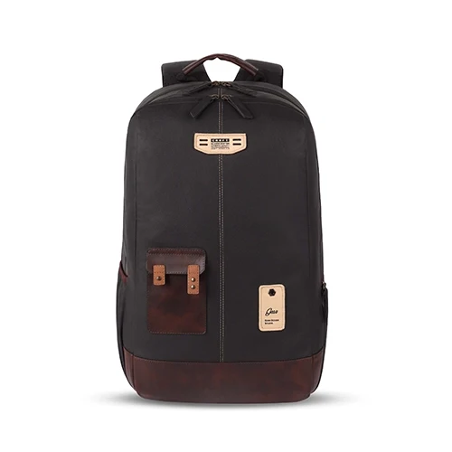 Gear Classic 2 19/31L Anti Theft Faux leather Large Water Resistant Laptop Backpack/Casual Backpack/Daypack/Travel Backpack/College Bag For Men/Women (Black - Brown)