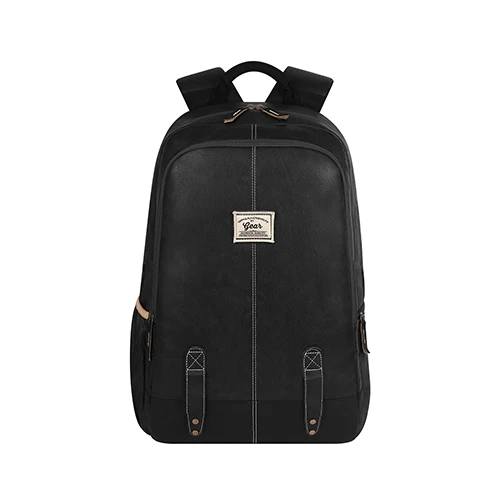 Classic 18 faux leather anti theft laptop backpack (BLACK - BLACK)
