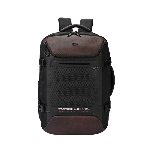 Gear Turbo 4 19/40L Anti Theft Large Water Resistant Laptop Backpack with Raincover/Casual Backpack/Daypack/Travel Backpack/College Bag For Men/Women(Black-Brown)