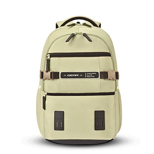Gear Old School 19/37L Large Water Resistant School Bag | Casual Backpack | Daypack | Travel Backpack | Kids Bag for Boys/Girls (Cream - Brown)