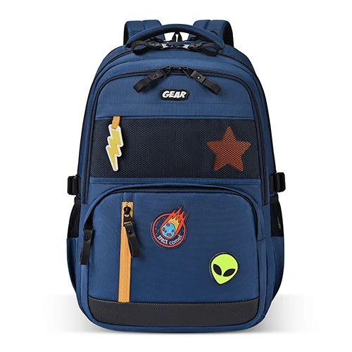 Gear Pop Star 16.5/27L Large Water Resistant School Bag | Casual Backpack | Daypack | Travel Backpack | Kids Bag for Boys/Girls (Blue - Yellow)