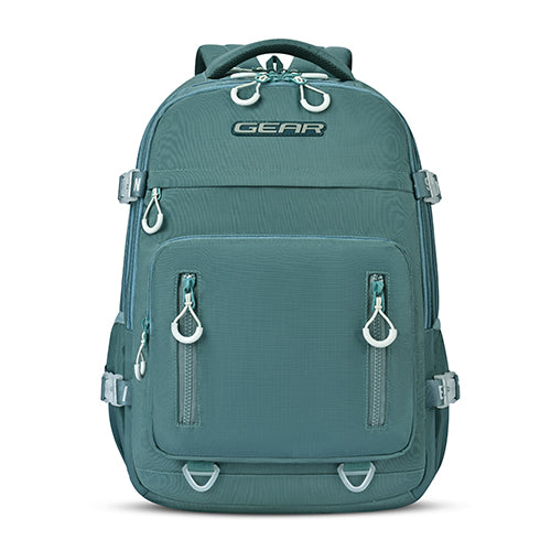 Gear Street Style 19/38L Large Water Resistant School Bag | Casual Backpack | Daypack | Travel Backpack | Kids Bag for Boys/Girls (Green - Grey)