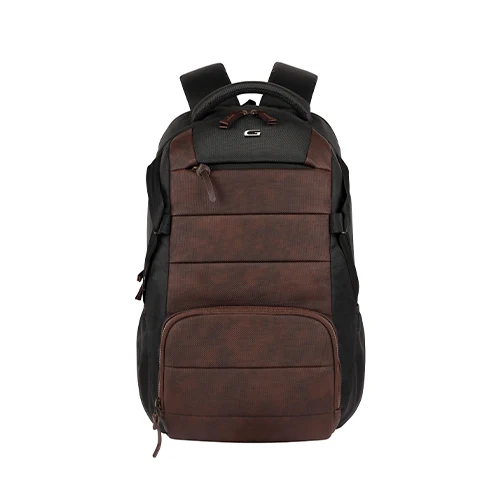 Gear Aspire 3 19/35L Faux Leather Large Water Resistant Laptop Backpack | Casual Backpack | Daypack | Travel Backpack | College Bag For Men/Women(Brown-Black)