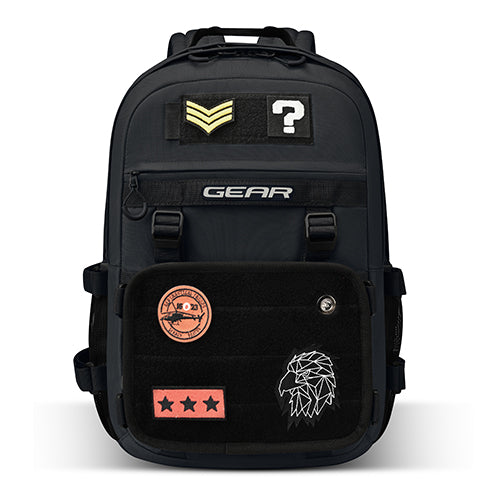 Gear Tactical 18/30L Large Water Resistant School Bag | Casual Backpack | Daypack | Travel Backpack | Kids Bag for Boys/Girls (Black - Black)