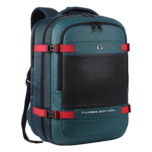 Gear Turbo 45 19/40L Large Water Resistant Faux Leather Anti Theft Laptop Backpack | Travel backpack | Casual Backpack for Men/Women - (Teal - black)