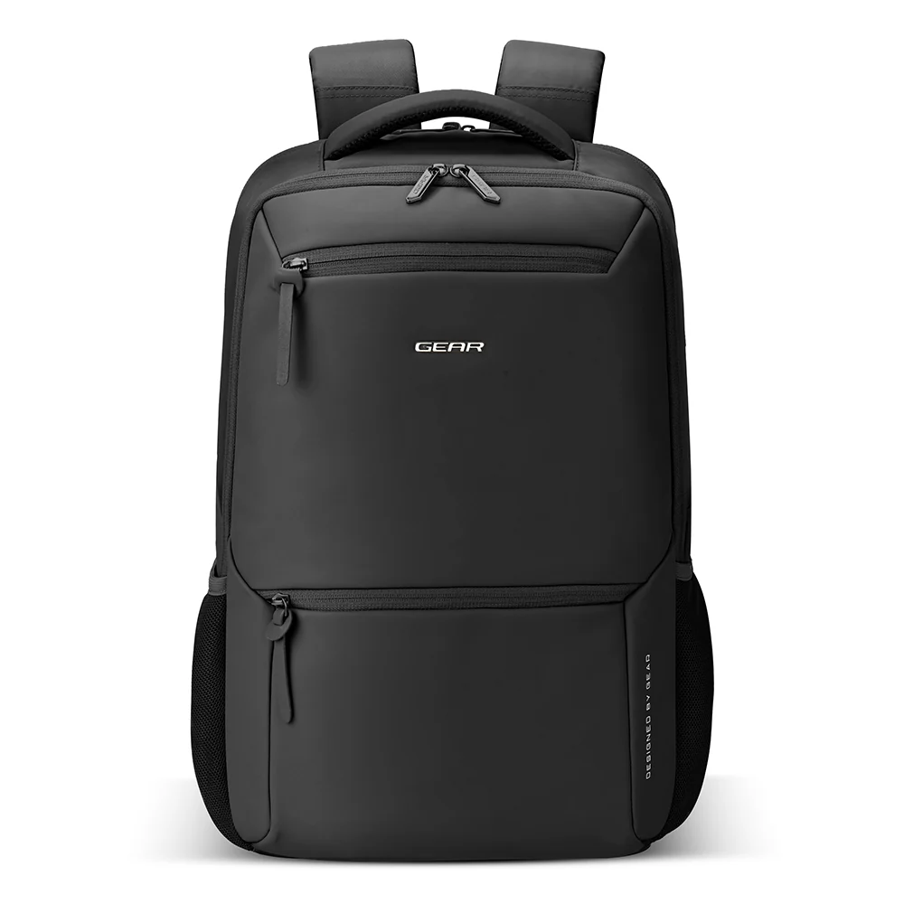 Gear Armour 19/28L Large Faux Leather Anti Theft Water Resistant Laptop Backpack with Raincover | Travel Backpack | Casual Backpack for men/women (Black)