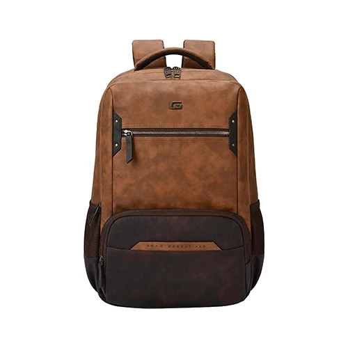Gear Quantum 3 18/29L Antitheft Large Faux Leather Water Resistant Laptop backpack with Raincover/Laptop backpack/Casual Backpack/Daypack/Travel Backpack/College Bag For Men/Women(Tan-Brown)