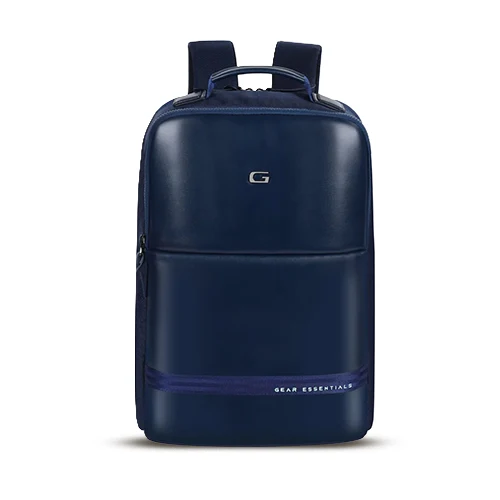 Gear Elevate 17/20L Faux Leather Water Resistant Anti-Theft Laptop Bag/Backpack/Office Bag with Rain Cover for Men/Women (Navy-Mint)